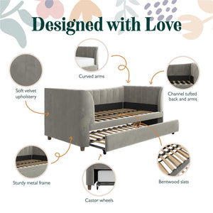 Max & Finn Valentina Upholstered Daybed and Trundle - Gray - Twin