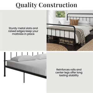 RealRooms Ainsley Full Metal Platform Bed Frame, Black - Black - Full