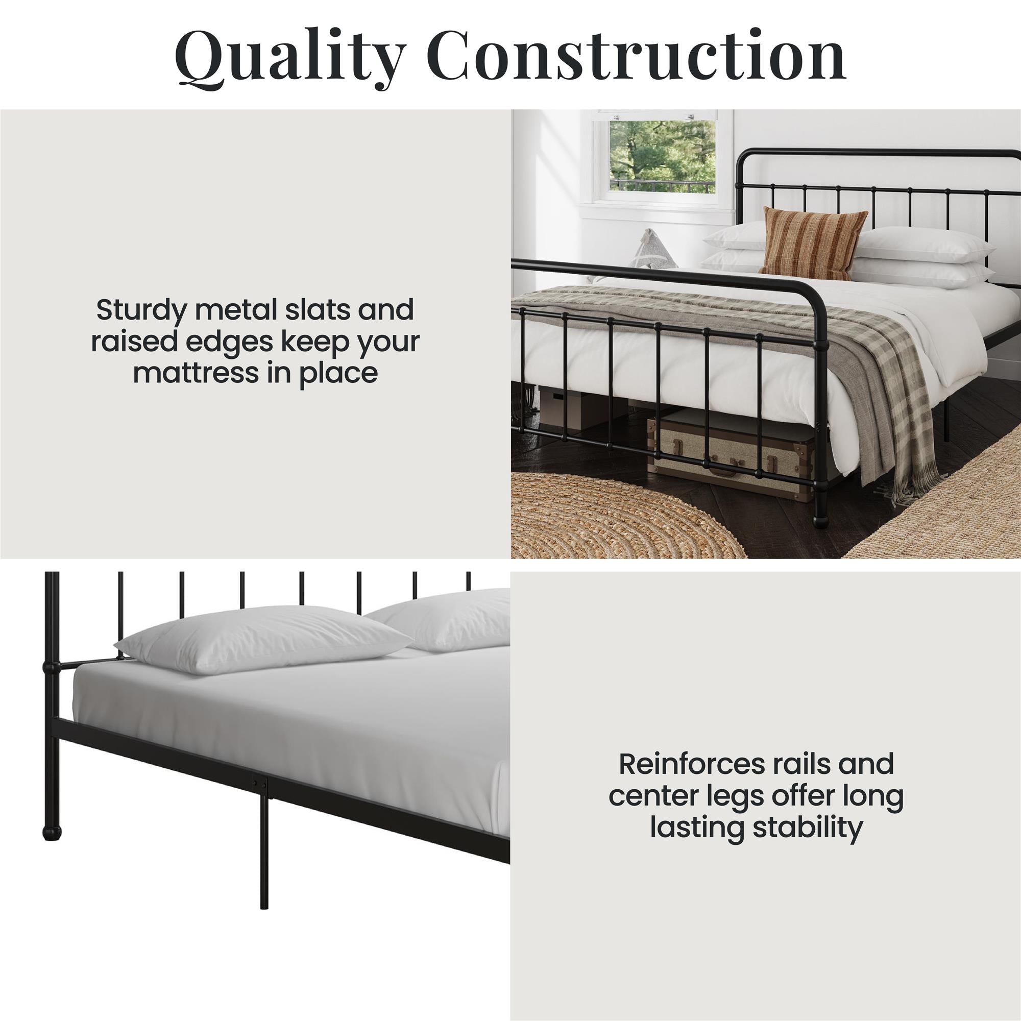 RealRooms Ainsley Queen Metal Platform Bed Frame, Black - Black - Queen