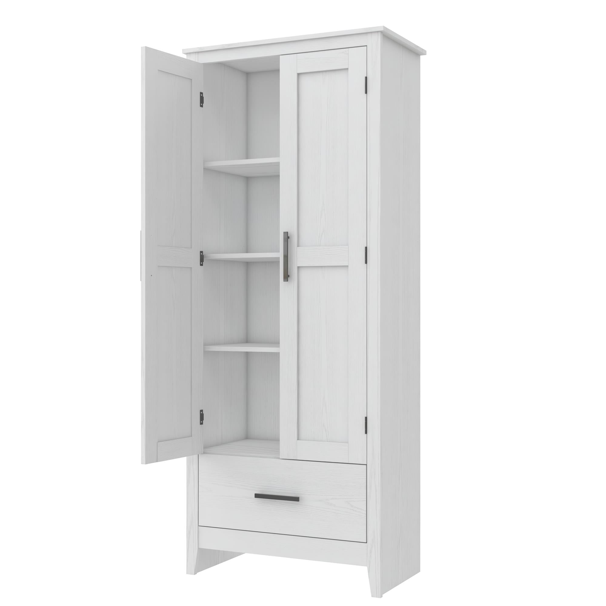 Farmhouse 2-Door, 1-Drawer Storage Cabinet, White - Federal White - Tall