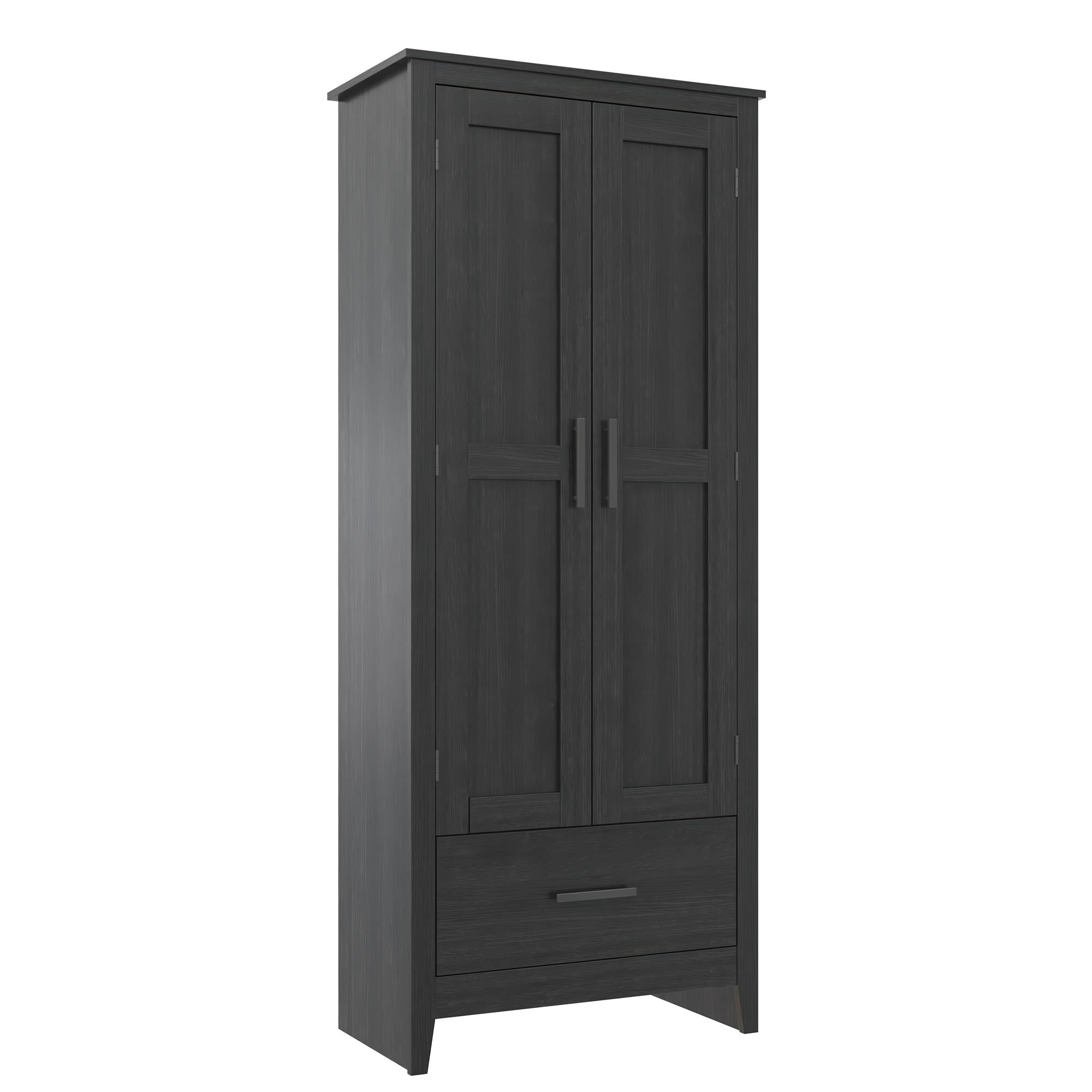 Farmhouse 2-Door, 1-Drawer Storage Cabinet, Shadow Oak - Shadow Oak - Tall