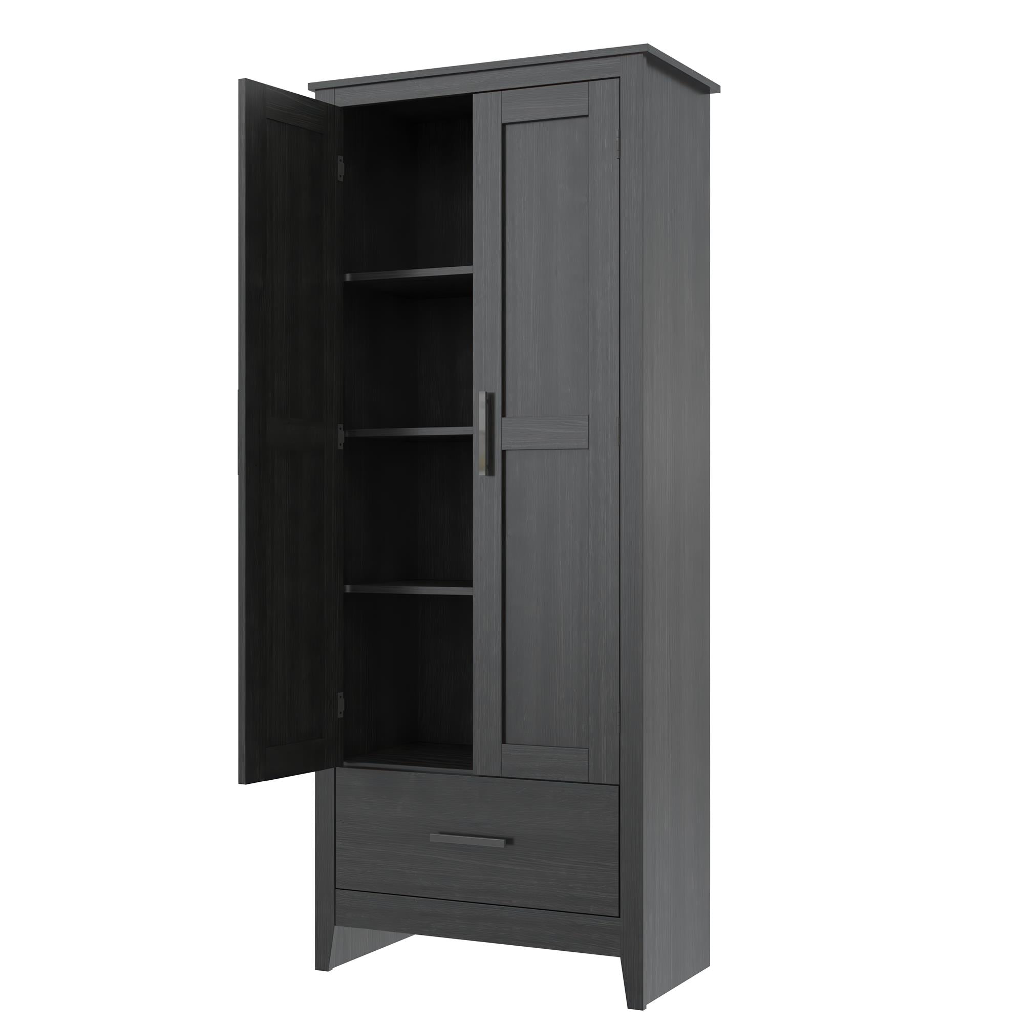 Farmhouse 2-Door, 1-Drawer Storage Cabinet, Shadow Oak - Shadow Oak - Tall