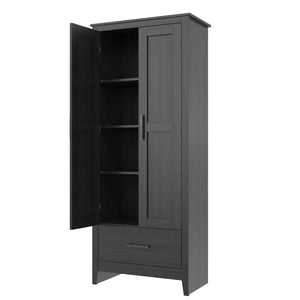 Farmhouse 2-Door, 1-Drawer Storage Cabinet, Shadow Oak - Shadow Oak - Tall
