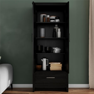 Farmhouse 2-Door, 1-Drawer Storage Cabinet, Shadow Oak - Shadow Oak - Tall