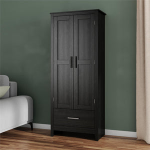 Farmhouse 2-Door, 1-Drawer Storage Cabinet, Shadow Oak - Shadow Oak - Tall