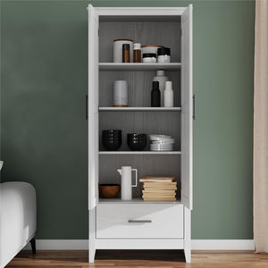 Farmhouse 2-Door, 1-Drawer Storage Cabinet, White - Federal White - Tall