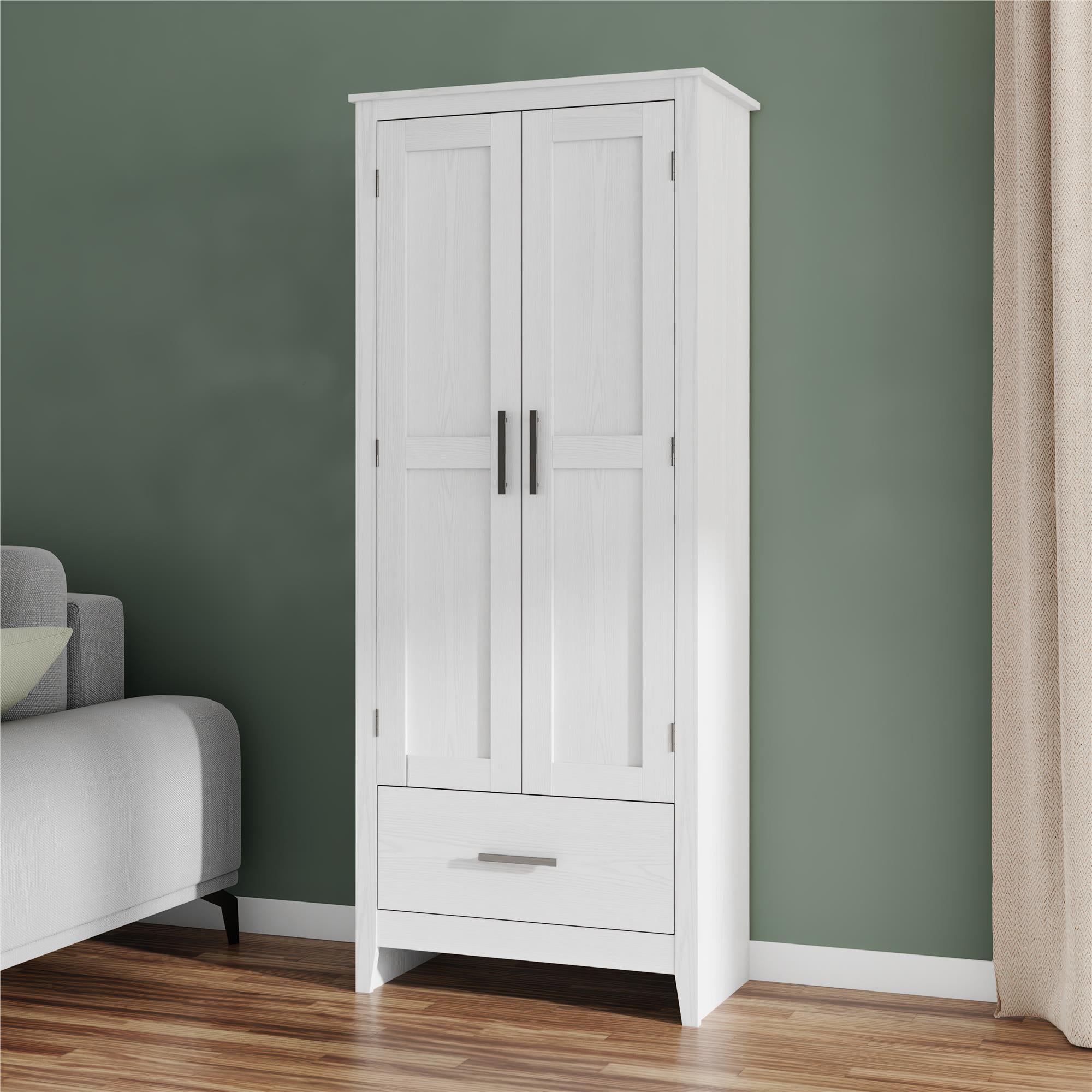 Farmhouse 2-Door, 1-Drawer Storage Cabinet, White - Federal White - Tall
