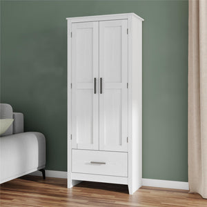 Farmhouse 2-Door, 1-Drawer Storage Cabinet, White - Federal White - Tall