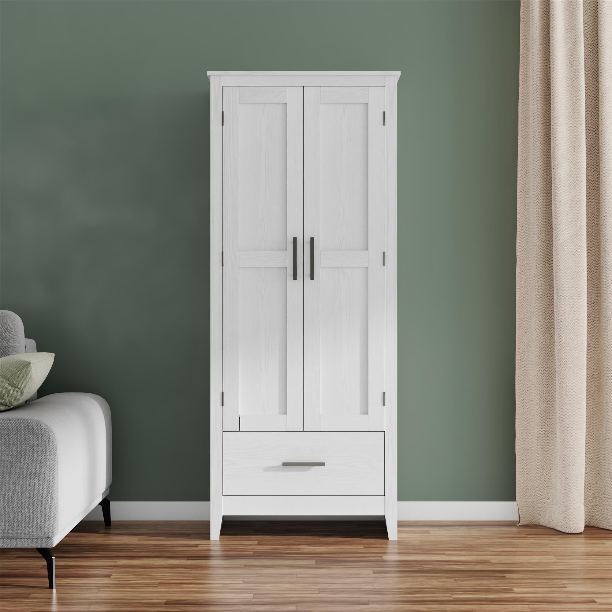 Farmhouse 2-Door, 1-Drawer Storage Cabinet, White - Federal White - Tall