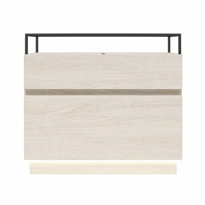 Devon Nightstand with Drawers, LED Lights and Glass Top, Eden Ash - Eden Ash