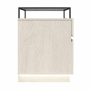 Devon Nightstand with Drawers, LED Lights and Glass Top, Eden Ash - Eden Ash