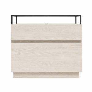 Devon Nightstand with Drawers, LED Lights and Glass Top, Eden Ash - Eden Ash