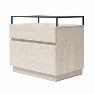 Devon Nightstand with Drawers, LED Lights and Glass Top, Eden Ash - Eden Ash