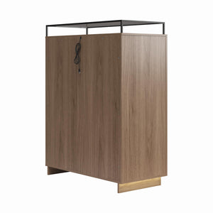 Devon 4-Drawer Dresser with Door, LED Lights and Glass Top, Danish Walnut - Danish Walnut