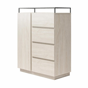 Devon 4-Drawer Dresser with Door, LED Lights and Glass Top, Eden Ash - Eden Ash
