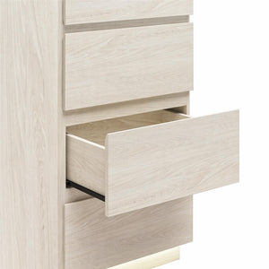 Devon 4-Drawer Dresser with Door, LED Lights and Glass Top, Eden Ash - Eden Ash