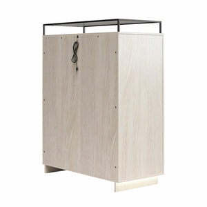 Devon 4-Drawer Dresser with Door, LED Lights and Glass Top, Eden Ash - Eden Ash