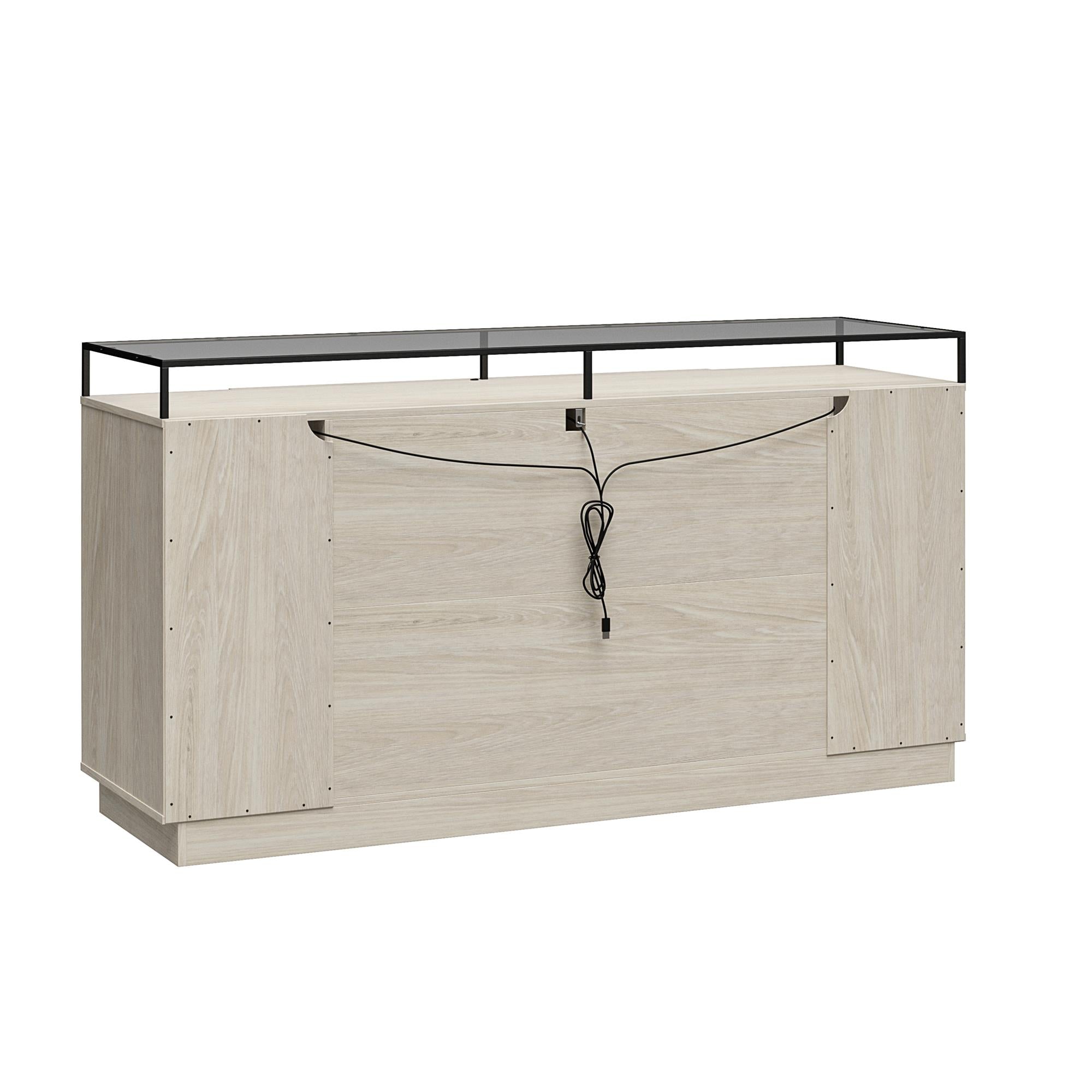 Devon 6-Drawer Dresser with LED Lights and Glass Top, Eden Ash - Eden Ash - 6 Drawer