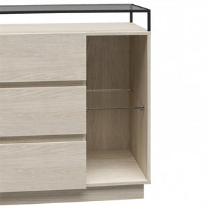 Devon 6-Drawer Dresser with LED Lights and Glass Top, Eden Ash - Eden Ash - 6 Drawer