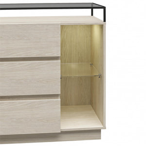Devon 6-Drawer Dresser with LED Lights and Glass Top, Eden Ash - Eden Ash - 6 Drawer