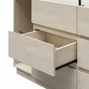 Devon 6-Drawer Dresser with LED Lights and Glass Top, Eden Ash - Eden Ash - 6 Drawer