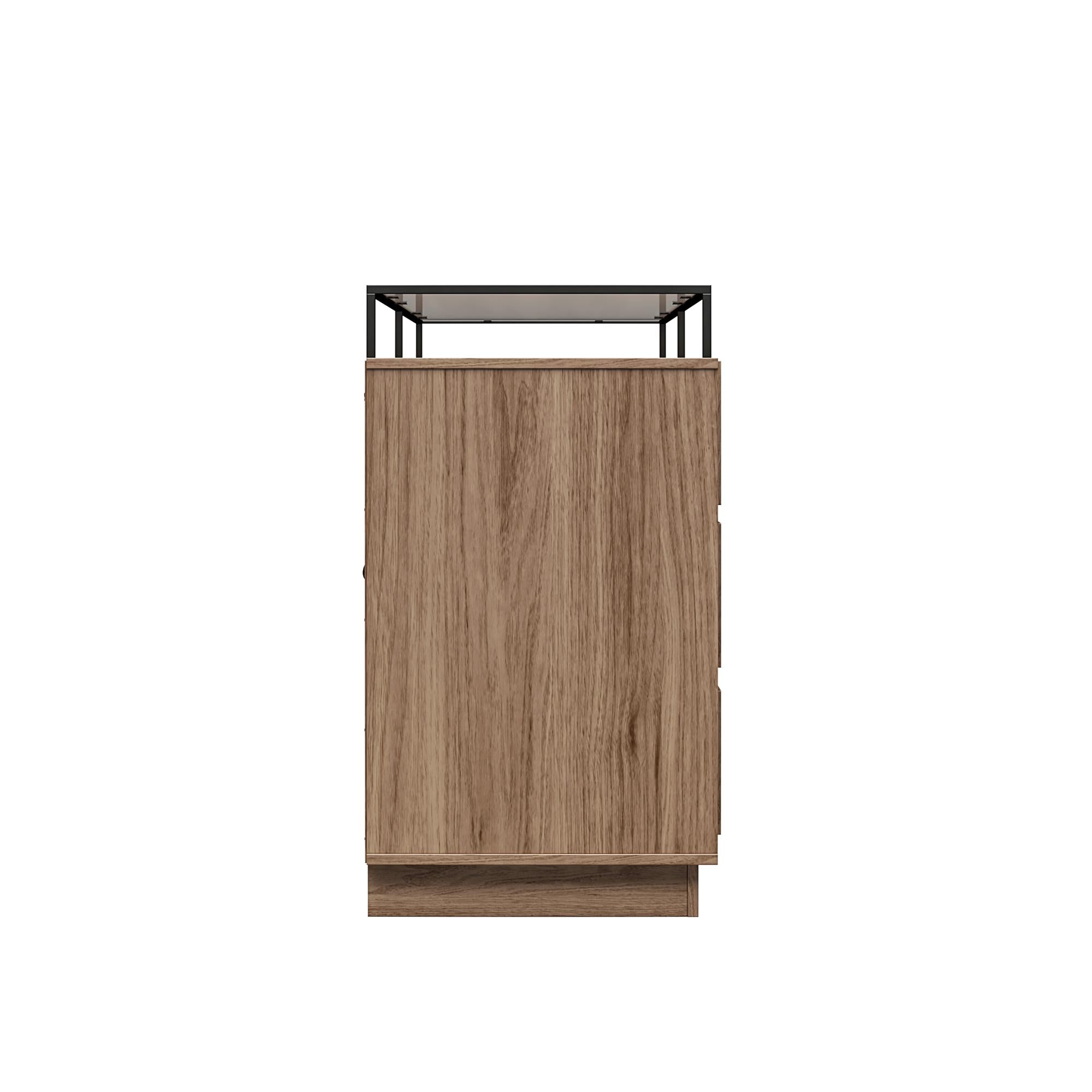 Devon 6-Drawer Dresser with LED Lights and Glass Top, Danish Walnut - Danish Walnut - 6 Drawer