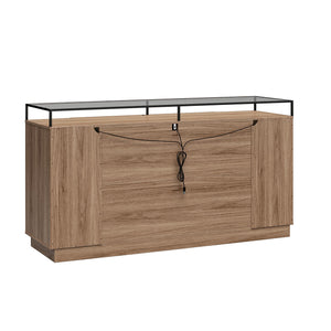 Devon 6-Drawer Dresser with LED Lights and Glass Top, Danish Walnut - Danish Walnut - 6 Drawer