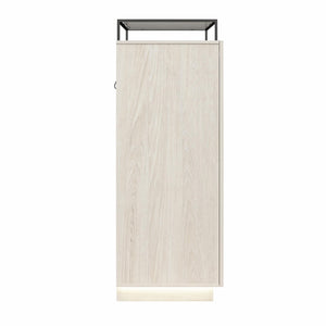 Devon 4-Drawer Dresser with Door, LED Lights and Glass Top, Eden Ash - Eden Ash