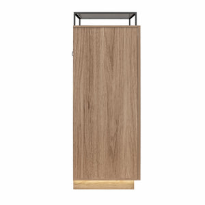 Devon 4-Drawer Dresser with Door, LED Lights and Glass Top, Danish Walnut - Danish Walnut