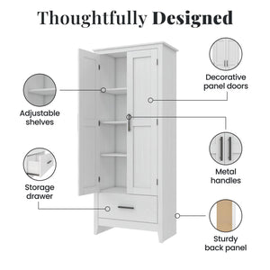 Farmhouse 2-Door, 1-Drawer Storage Cabinet, White - Federal White - Tall