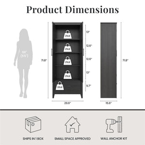 Farmhouse 2-Door, 1-Drawer Storage Cabinet, Shadow Oak - Shadow Oak - Tall