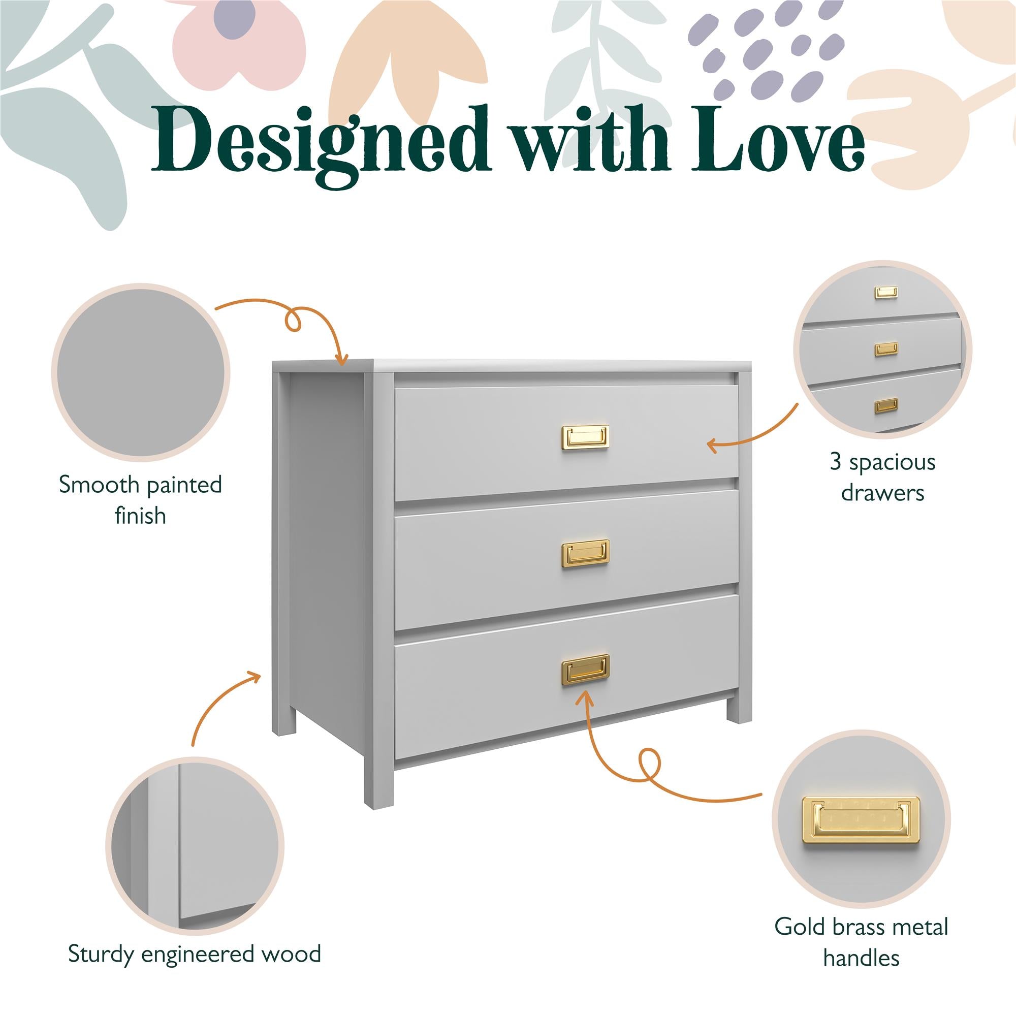 Max & Finn Haven 3-Drawer Dresser - Dove Gray