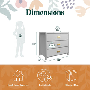 Max & Finn Haven 3-Drawer Dresser - Dove Gray