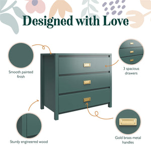 Max & Finn Haven 3-Drawer Dresser - Hunter Green