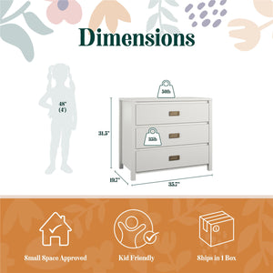 Max & Finn Haven 3-Drawer Dresser - White