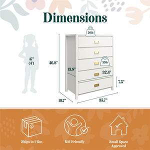 Max & Finn Haven 5-Drawer Dresser - White
