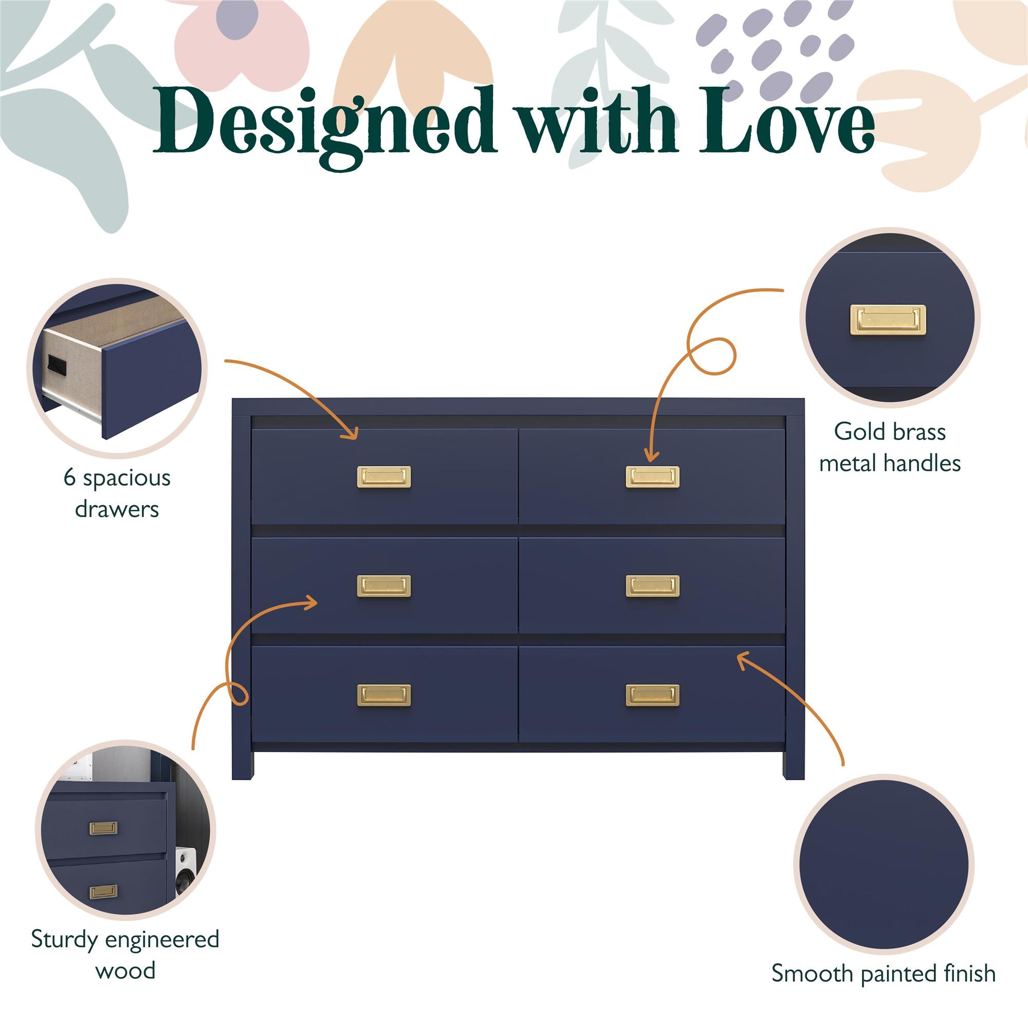 Max & Finn Haven 6-Drawer Dresser - Navy