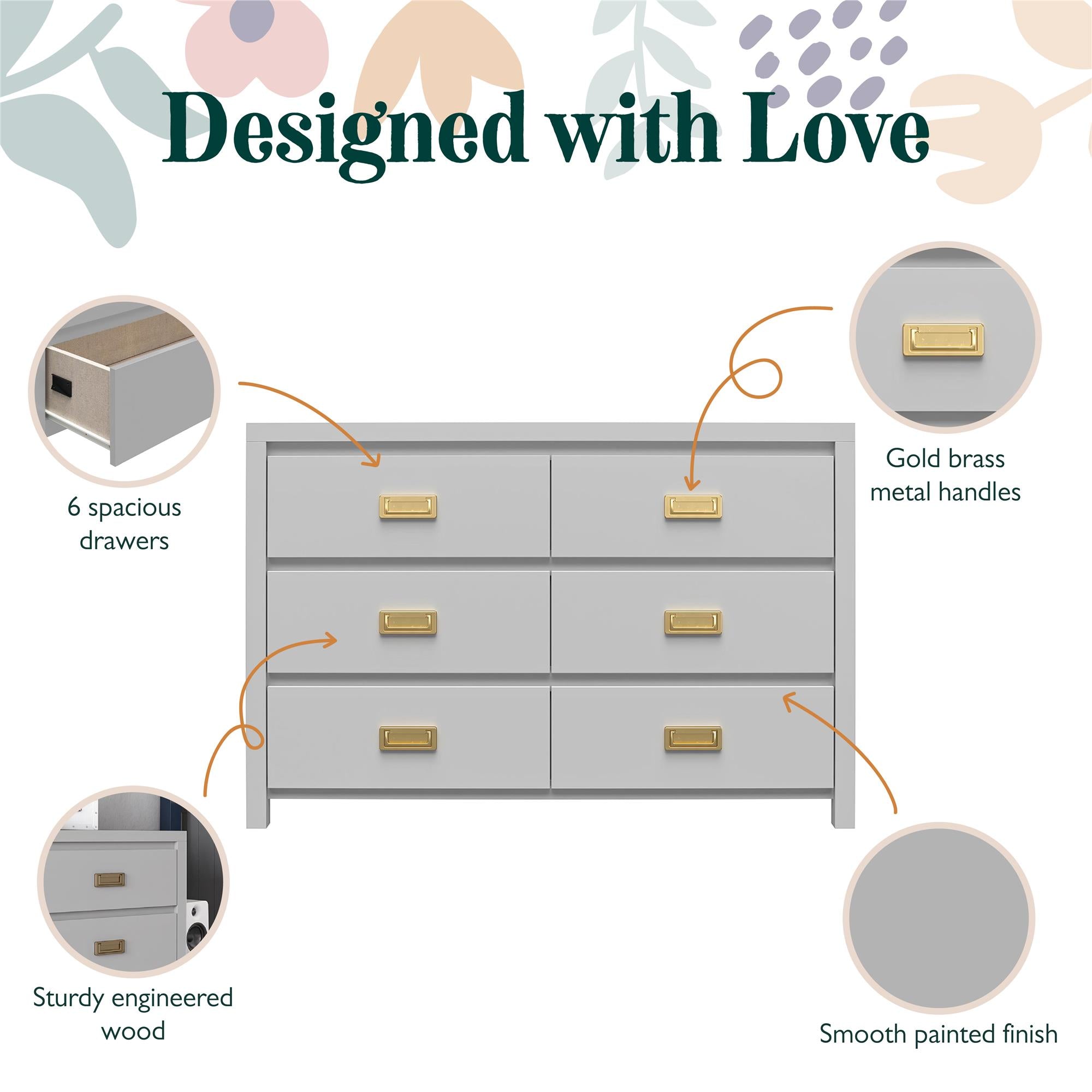 Haven 6-Drawer Kids' Dresser, Dove Gray - Dove Gray