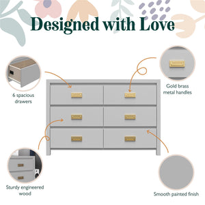 Haven 6-Drawer Kids' Dresser, Dove Gray - Dove Gray