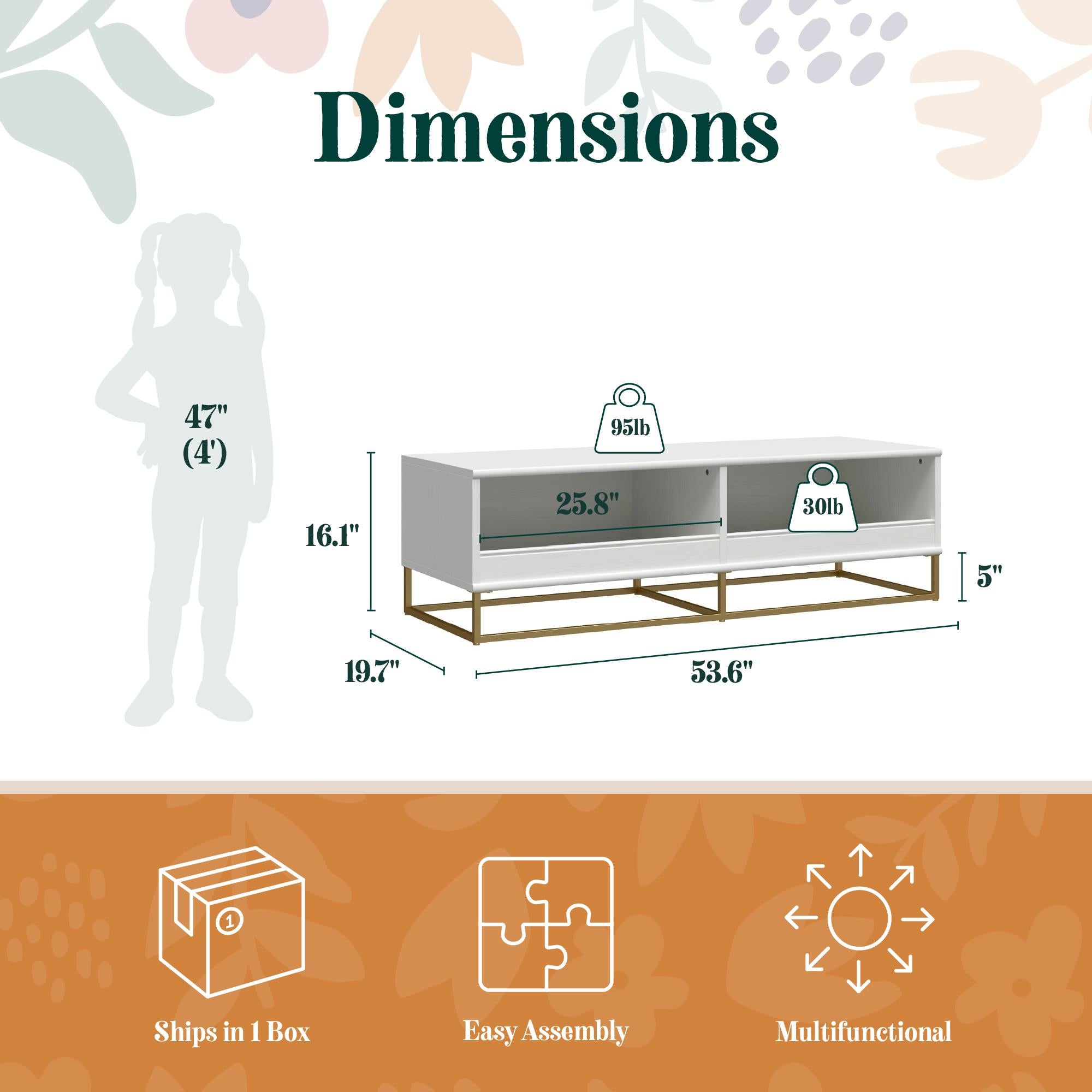 Max & Finn Charlie TV Stand and Storage Unit - White