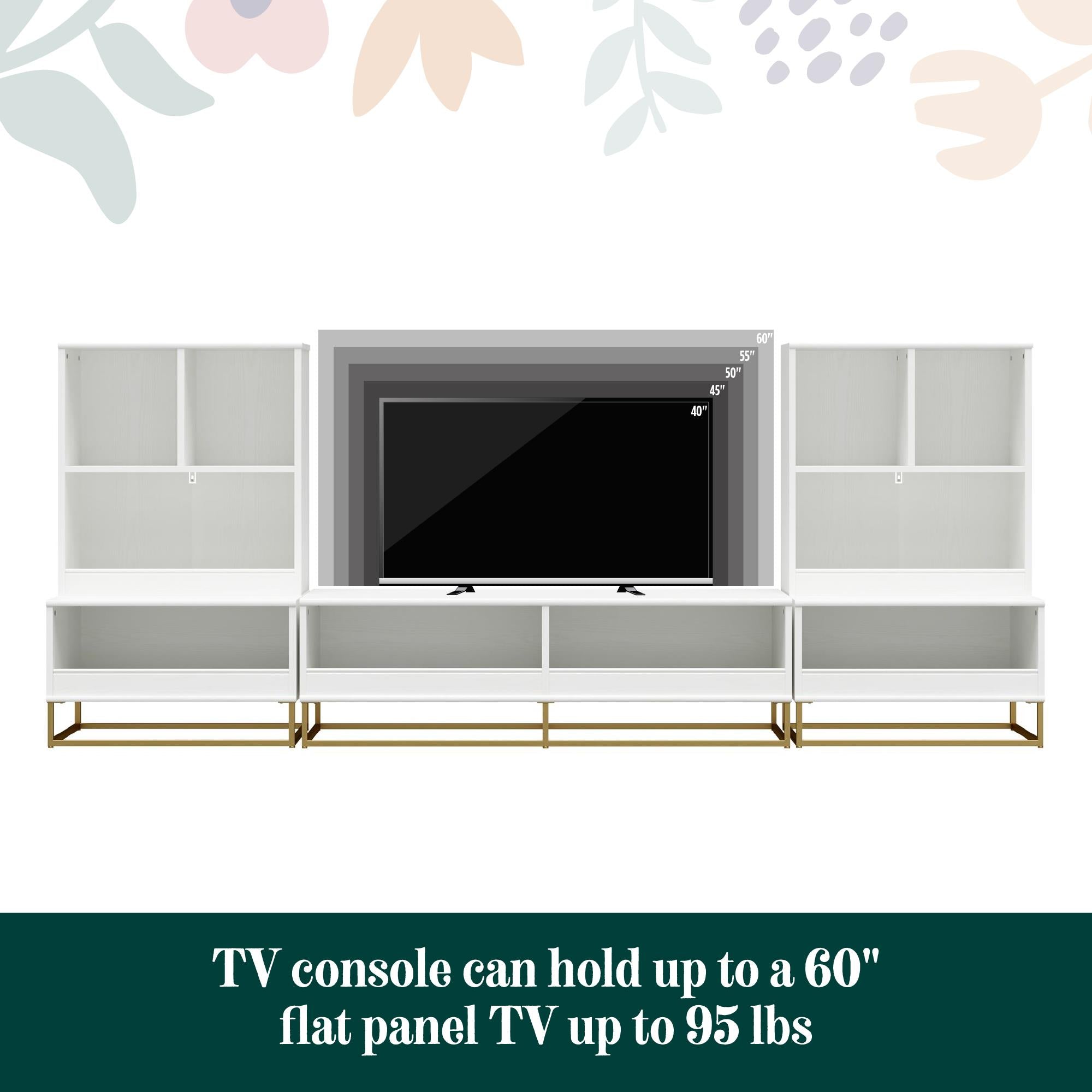 Charlie 3 Piece TV Stand & Toy Storage Organizer / Bookcase Bundle, White - White