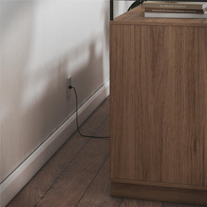 Devon 6-Drawer Dresser with LED Lights and Glass Top, Danish Walnut - Danish Walnut - 6 Drawer