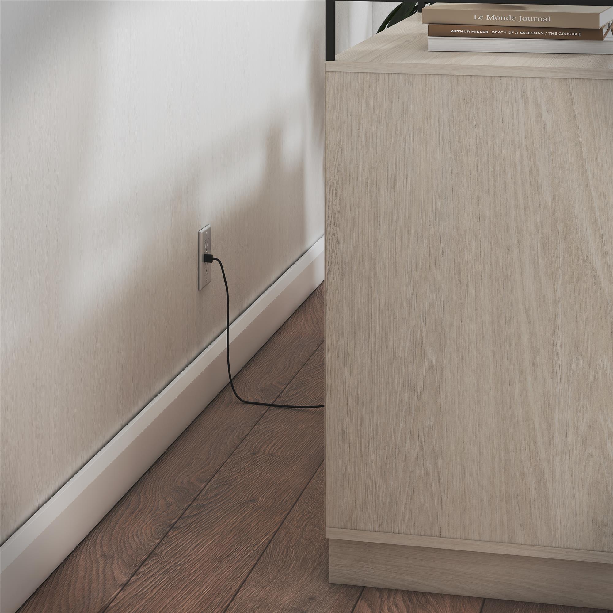 Devon 6-Drawer Dresser with LED Lights and Glass Top, Eden Ash - Eden Ash - 6 Drawer