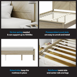 DHP Archer Wood Bed Frame with Headboard, Queen, Mesa - Mesa - Queen