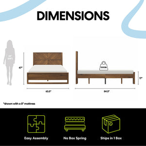 DHP Archer Wood Bed Frame with Headboard, Queen, Prominence - Prominence - Queen