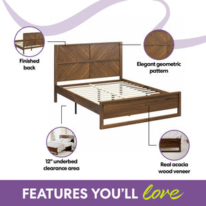 DHP Archer Wood Bed Frame with Headboard, Queen, Prominence - Prominence - Queen