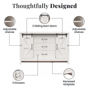 Alton Farmhouse 3 Drawer/2 Door Dresser, Magnolia Oak - Magnolia Oak - 3 Drawer