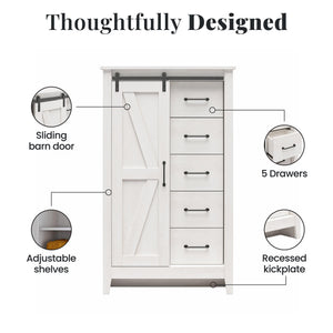 Alton Farmhouse Gentleman's Chest, Magnolia Oak - Magnolia Oak - 5 Drawer