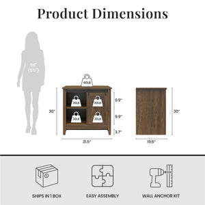Alton Farmhouse Nightstand with 4 Shelves, Rustic Walnut - Rustic Walnut