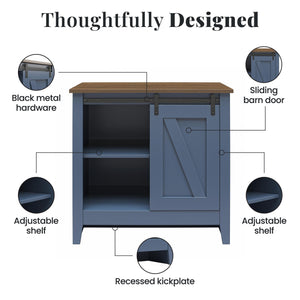 Alton Farmhouse Nightstand with 4 Shelves, Stone Blue/Rustic Walnut - Stone Blue/Rustic Walnut